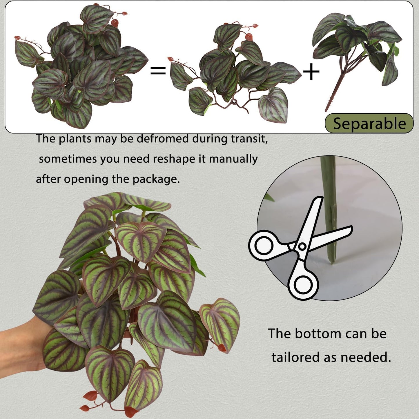 IBWell Fake Reptile Plants for Reptile Terrarium Plants, Reptile Plant Décor, Turtle Tank Plants with Suction Cup