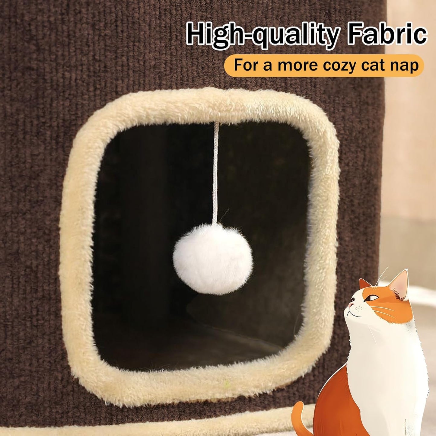 Empet Cat House for Indoor Cats Beds, Multi-Level Cat Condo, Foldable Cat Cave Coffee, 3L