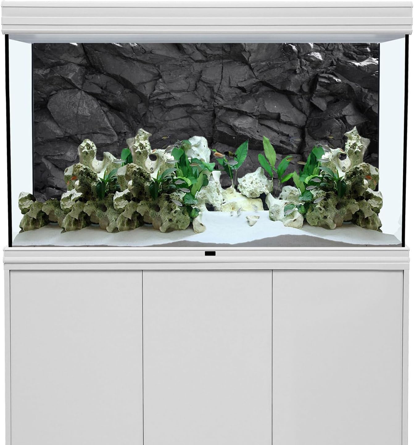 AWERT 30x12 inches Stone Aquarium Background Black Rock Fish Tank Background Rocky Terrarium Background Vinyl