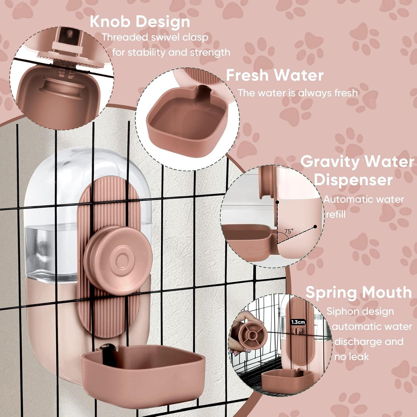 28oz Hanging Automatic Water Dispenser，Rabbit Water Bottle,Bunny Guinea Pig Ferret Water Bowl for Cage,Suitable for Small Animal Puppies(Cage Grid Spacing Over 1.2'')