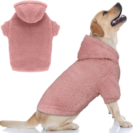 Fuzzy Dog Sweaters for Large Dogs Pet Hoodie Clothes Warm Soft Pet Coats Hooded Sweatshirt Dog Sweaters for Extra Large Dogs(Pink-XL)