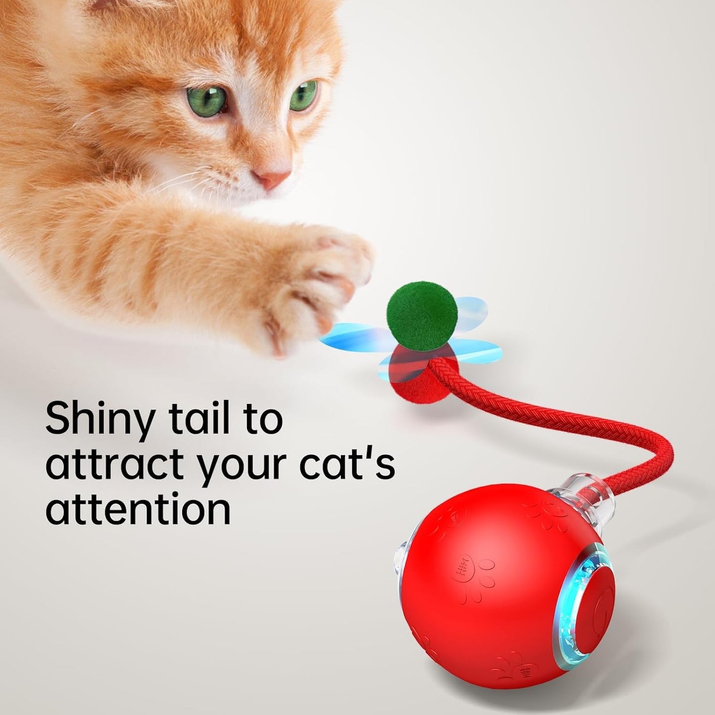 Interactive Cat Toys for Indoor Cats - Kitten Toy with Speedy Tail 2.0, Automatic Cat Toys for Bored Indoor Adult Cats, Motion-Activated, 2025 New Upgraded, USB Rechargeable (Red)