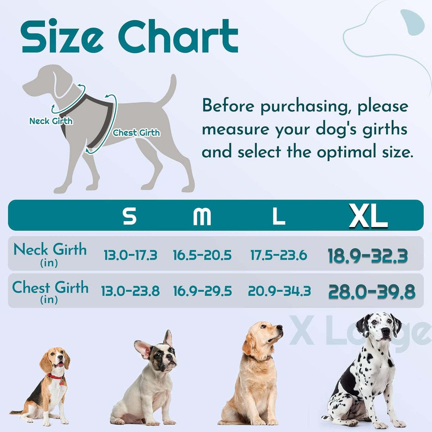 Eagloo Dog Harness for Large Dogs, Easy Wearing with 3 Buckles, Adjustable No Pull Pet Harness with 2 Rings for Walking, No Chock Reflective Soft Padded Vest with Control Handle, Red & Teal, XL