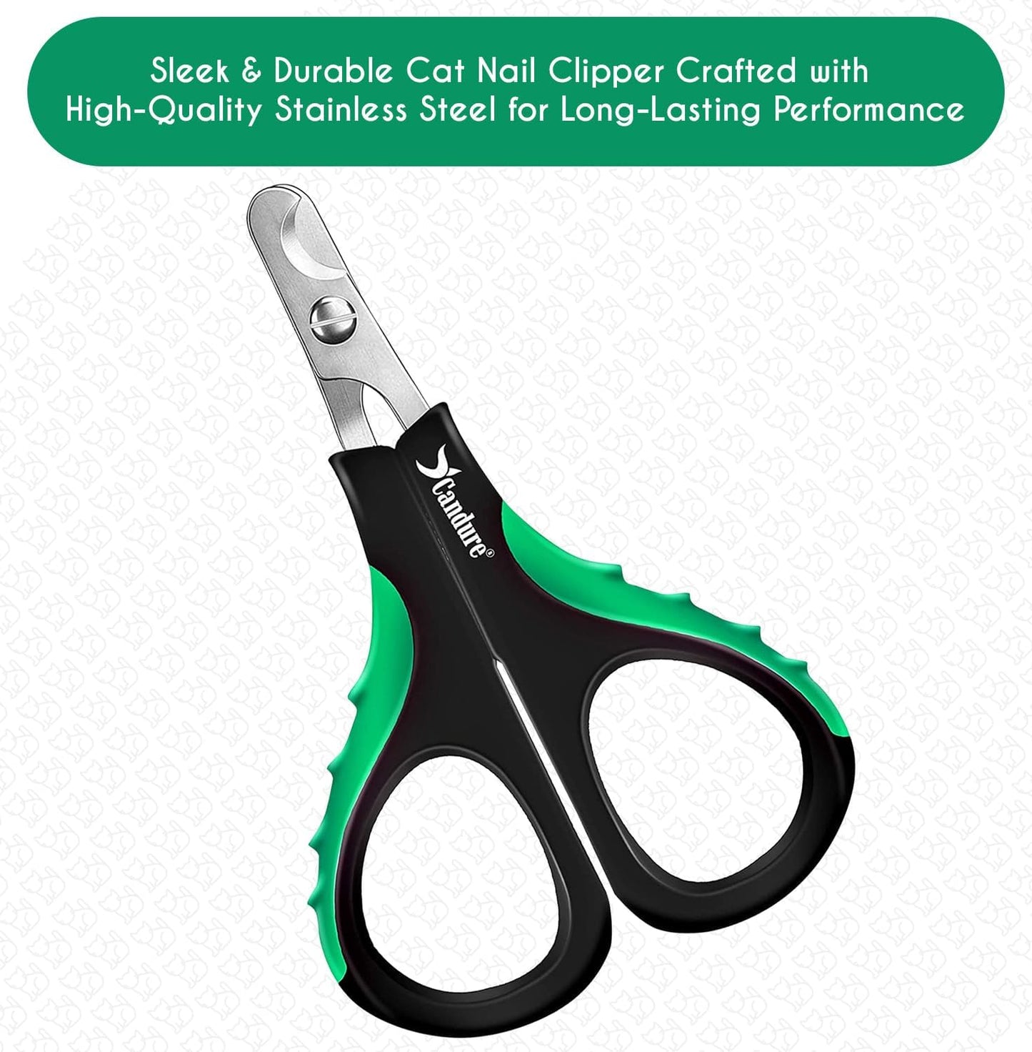 Candure Cat Nail Clippers for Cats, Rabbits, Hamsters, Birds - Stainless Steel Trimmer with Precise Angled Edges for Easy & Safe At-Home Grooming