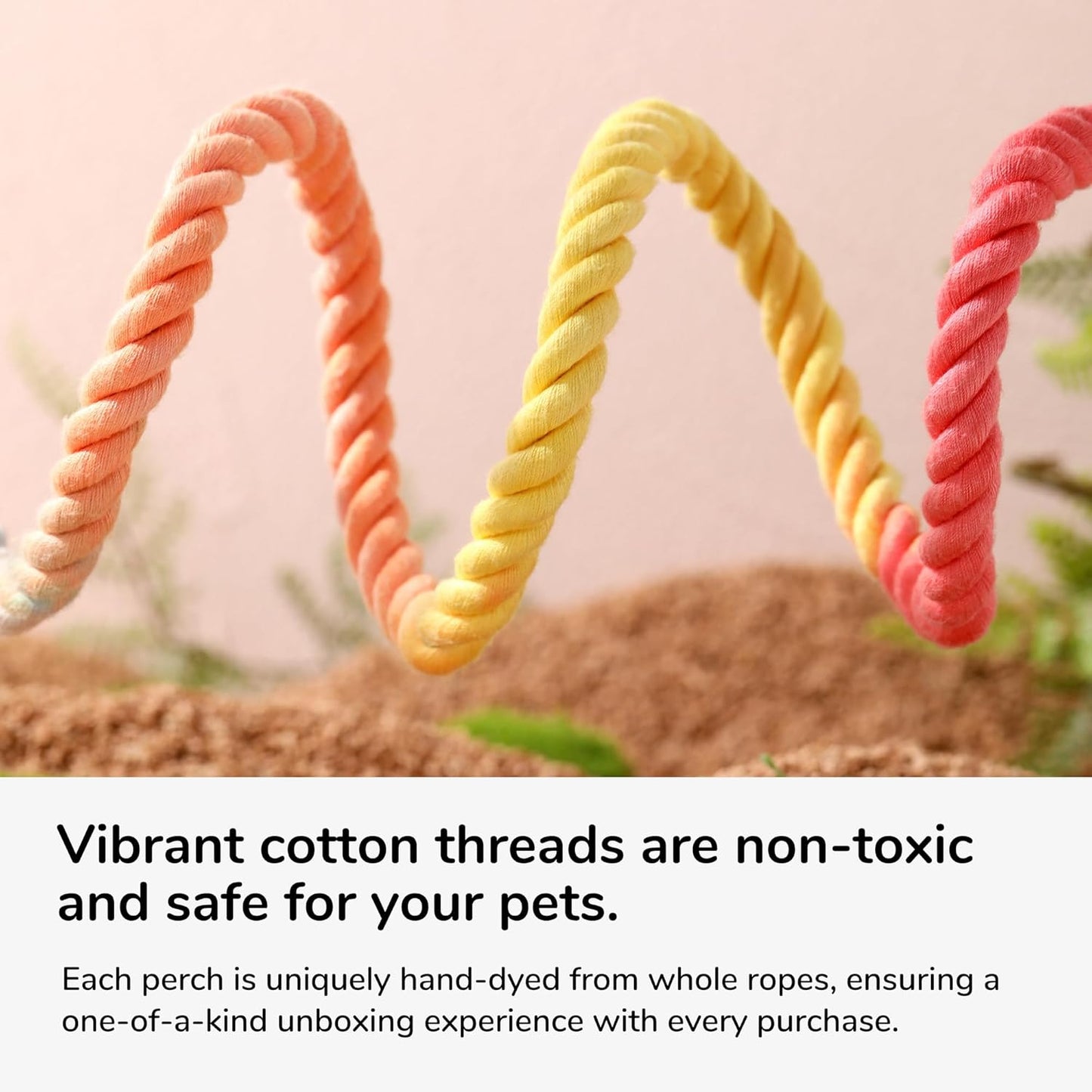 Multi-Color Rope Bird Perch Toys for Parrot Cage Stand, Climbing Swing Accessories for Cockatiel, Parakeets, Budgies, Lovebirds, Conures, Finches - 15.7 inch