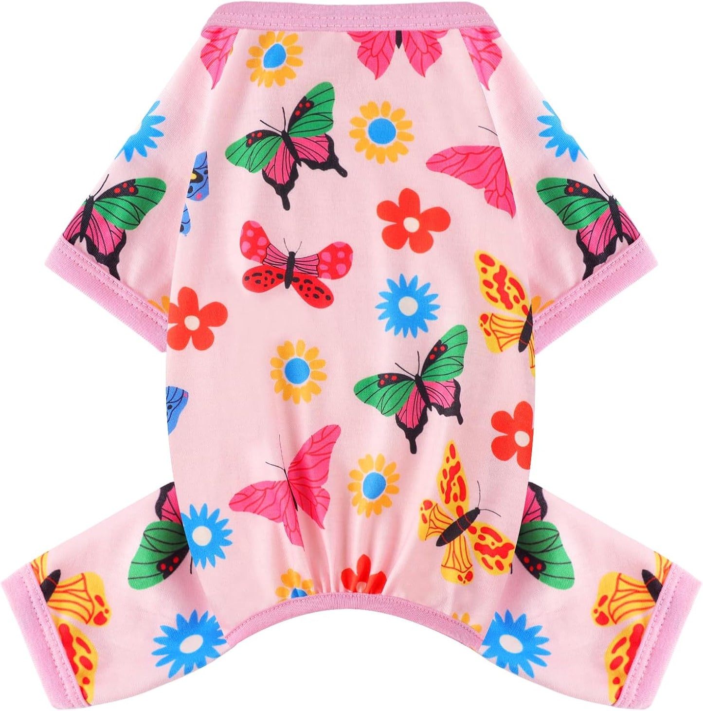 Dog Pajamas Small Sized Dogs Stretchable Summer Dog Clothes Pjs 4 Legs Girl Boy Cute Soft Puppy Outfits Doggie Cat Jammies Jumpsuit Sleeper for Pet, Butterfly, XS