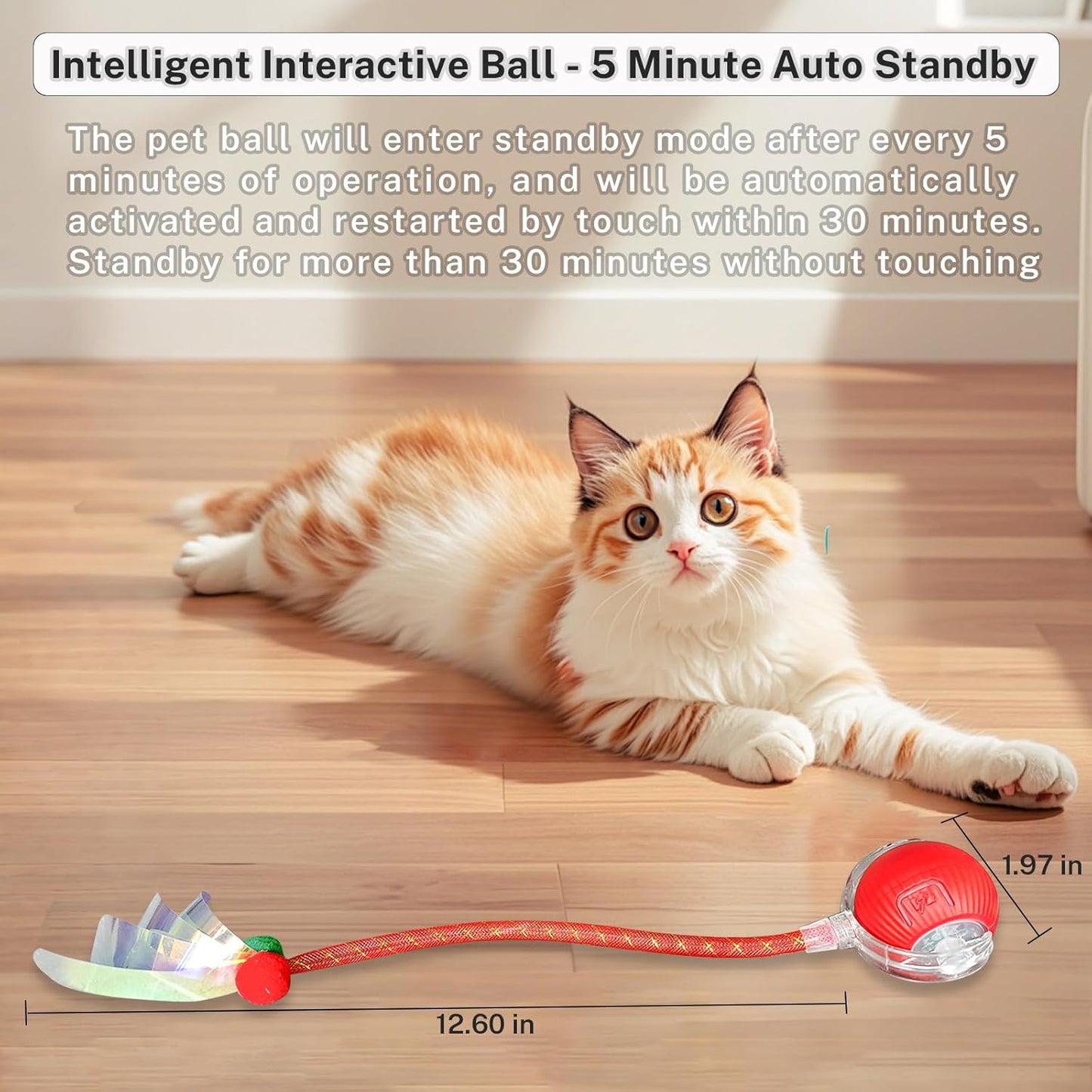 New Upgraded Cat Ball Toy - Speedy Tail 2.0 Cat Toy, Interactive Cat Toy Ball, Stimulating Toys and Juguetes para Gatos, Cat Toys for Bored Indoor（Sound Switchable） (Blue)