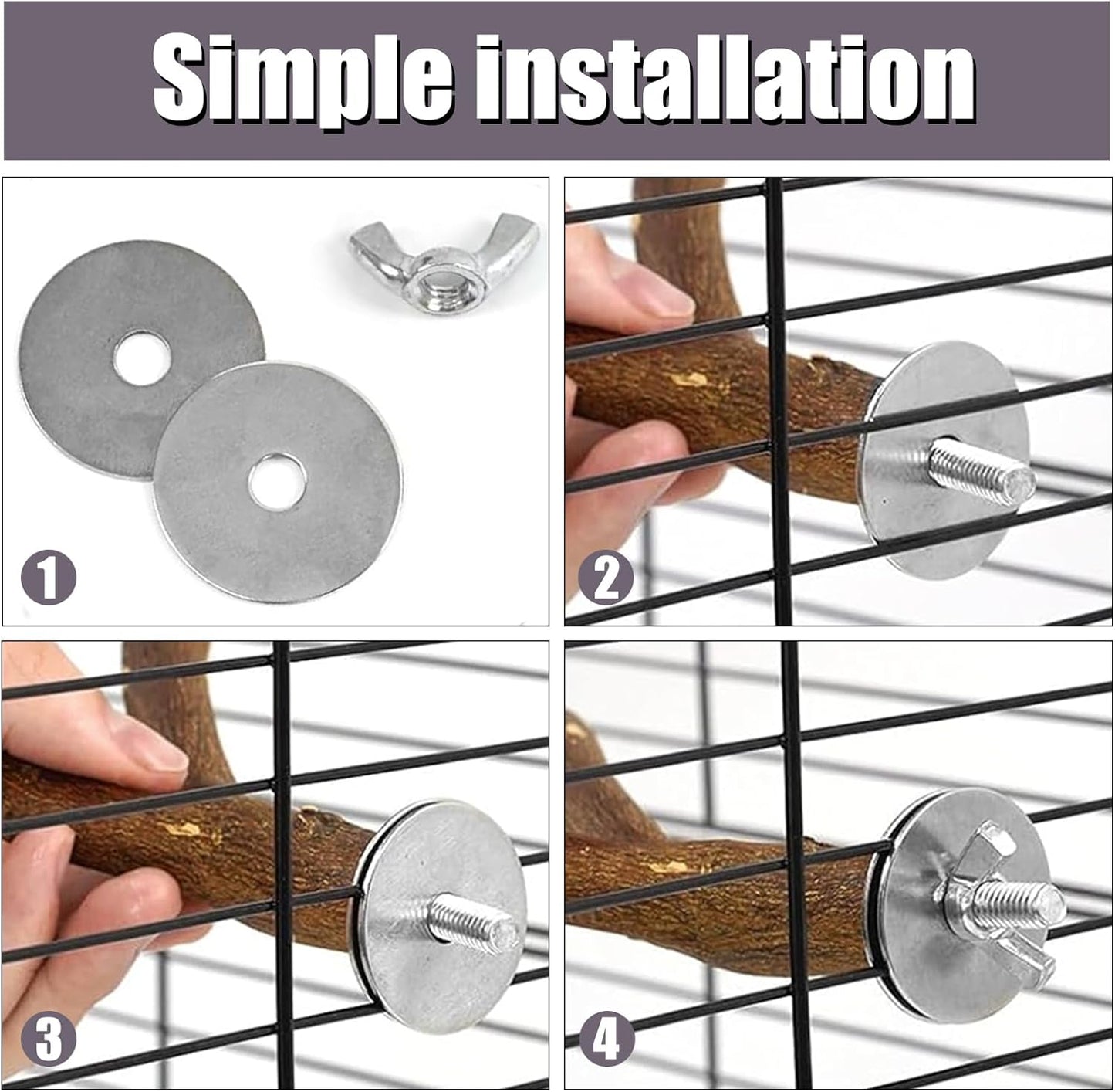 Allazone 10 PCS Natural Parrot Perch Bird Cage Accessories, Bird Platforms, Wood Stands, Grinding Fork Parakeet Platform for Small Lovebirds Budgies Cockatiels