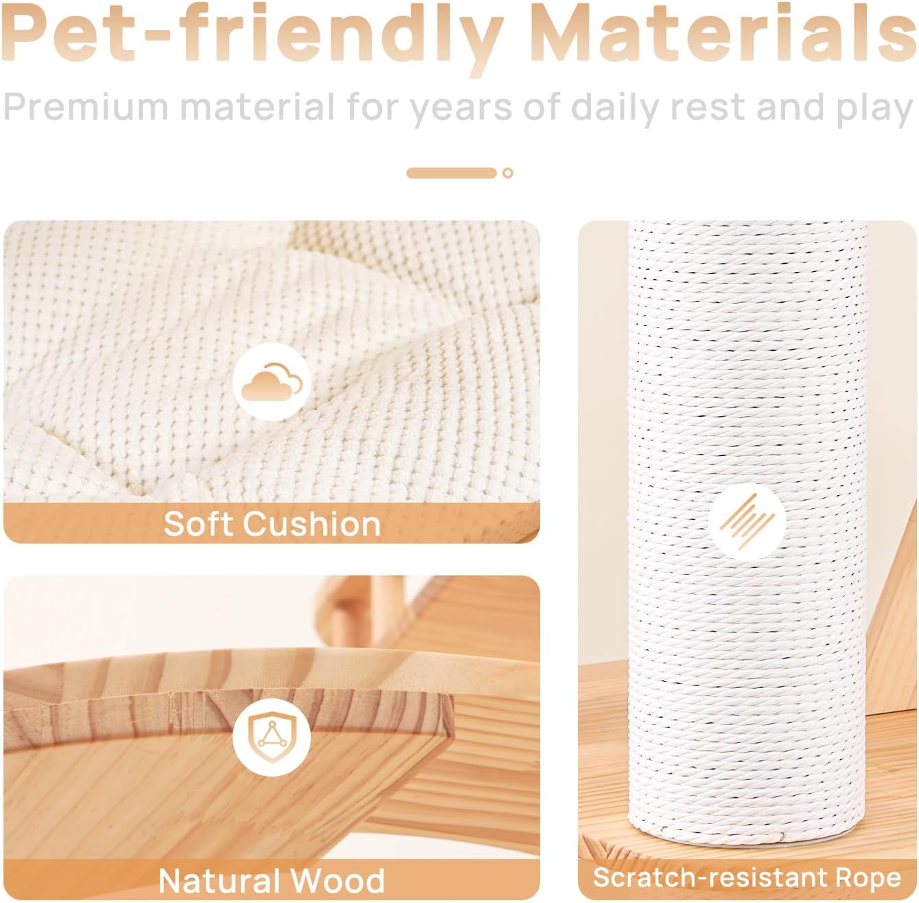 77‘’ Modern Cat Tree, Tall Wood Cat Tower for Indoor Cats Large Adult, Heavy Duty Cat Tree with Scratching Post, Luxury Kitty Condo, Sturdy Cat Furniture with 1 Transparent Bed and 3 Climb Labber