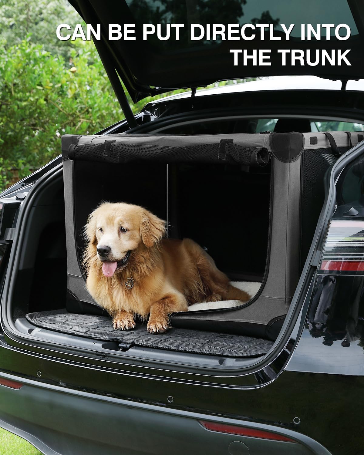 36 Inch Collapsible Travel Dog Crate for Medium Large Dogs, Portable Dog Crate 4-Door Foldable Soft Kennel with Durable Mesh Windows for Indoor & Outdoor Travel, with Storage Bag,Grey