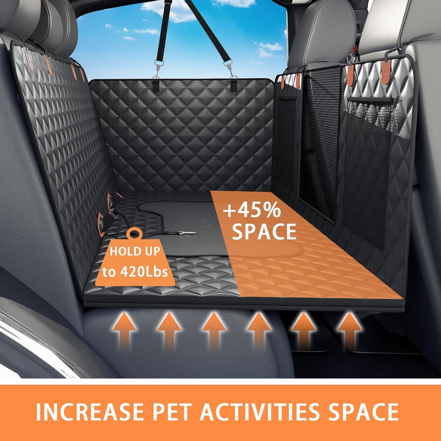 Dog Back Seat Cover Hard Bottom Truck Back Seats Protector, Large Backseat Extender for Dogs, Car Pet Rear Seat Covers Waterproof Dog Hammock Travel Accessories for Truck