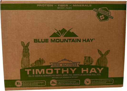 Blue Mountain Hay | Fresh Timothy Hay (25 Pounds) | Great for All Ages | High-Altitude Hay Pet Food for Rabbits, Guinea Pigs, Chinchillas, Hamsters, and Other Small Pets