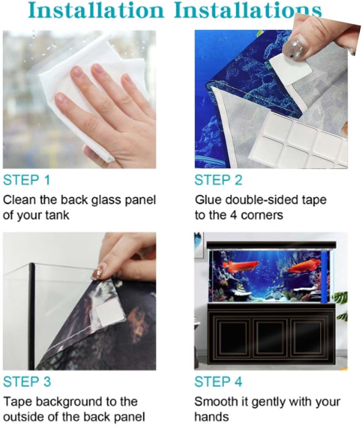 48X20IN Blacklight Octopus Sea Monster HD 3D Black Light Aquarium Background UV Reactive Background Terrarium Background with 10 EVA Double-Sided Tape