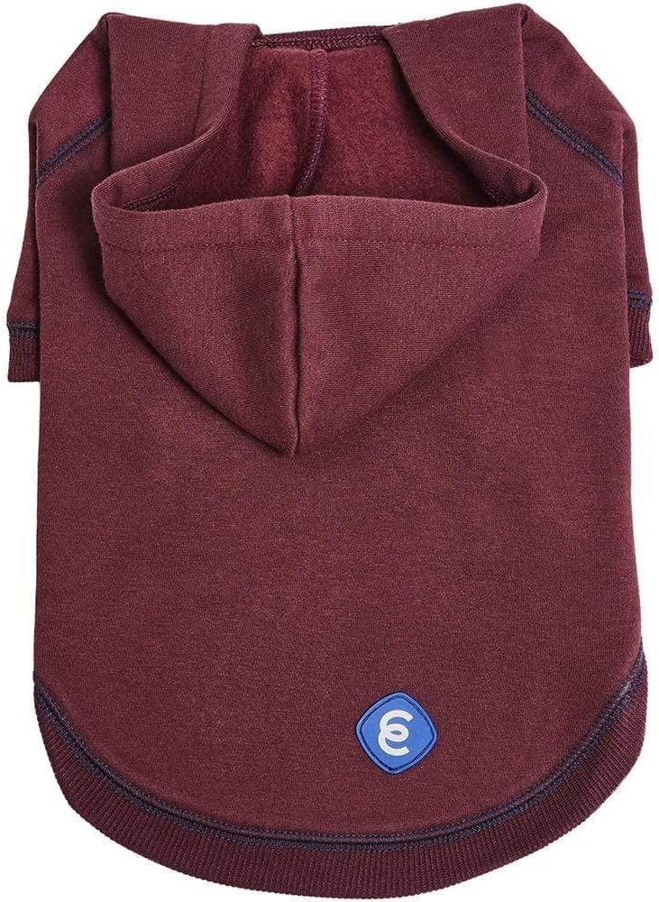Blueberry Pet Essentials Hoodie – 22″ Cotton‑Blend Sweatshirt with Hood, Burgundy Red, Machine‑Washable Dog Jersey