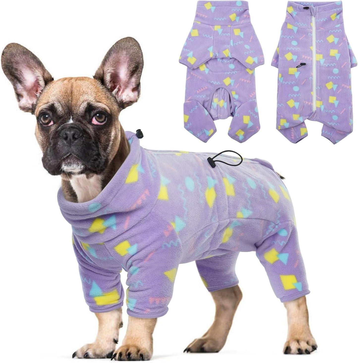 ROZKITCH Dog Pajamas with Zipper, Pet Windproof Warm Cold Weather Jacket Vest with Luminous Zipper, Jumpsuit Apparel Outfit Clothes for Small Medium Large Dog Geometry XL