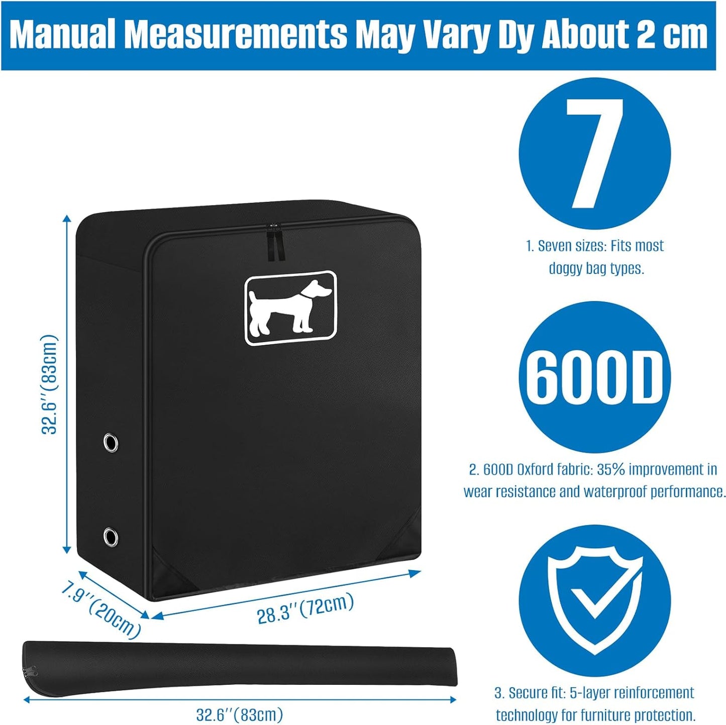 SIRUITON Dog Playpen Storage Bag Fits 32" H 8 Panels and 9 Stakes, Heavy Duty 600D Oxford Fabric Suitable for Foldable Exercise Pet Playpen, Dog Fence Travel Bag with Reinforcing Plate & Shoulder