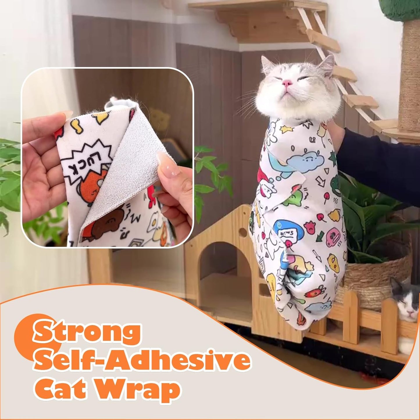 Cat Grooming Wrap, Cat Wrap Self-Adherent, Anti-Scratch Anti-Bite, Anti-Escape Grooming Bag for Cats Nail Clipping, Ear Cleaning, and Teeth Brushing (19.7 × 19.7" Dog)