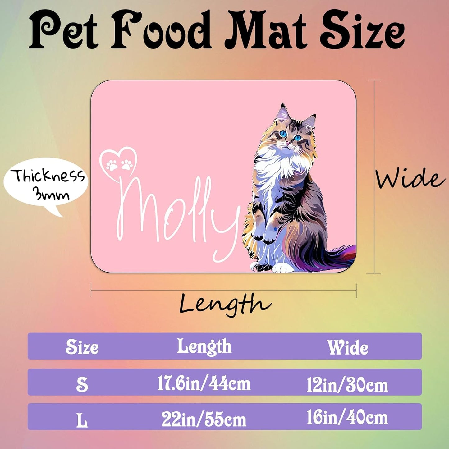Personalized Dog Cat Feeding Mat Custom Pet Food Mat Waterproof Non-Slip Customized Puppy Name Photo Placemat Dish Rug Floor Protector Gifts for Pets Lover Pattern 7