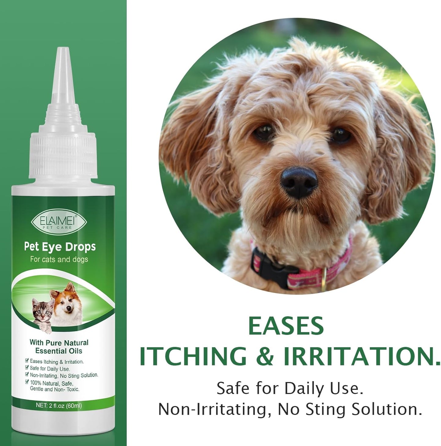 Eye Drops for Dogs, Cats and Dogs Eye Drops, Dog Eye Infection Treatment Relieve Eyes Itching & Irritation, Pink Eye & Allergies Symptoms Safe & Gentle Formula