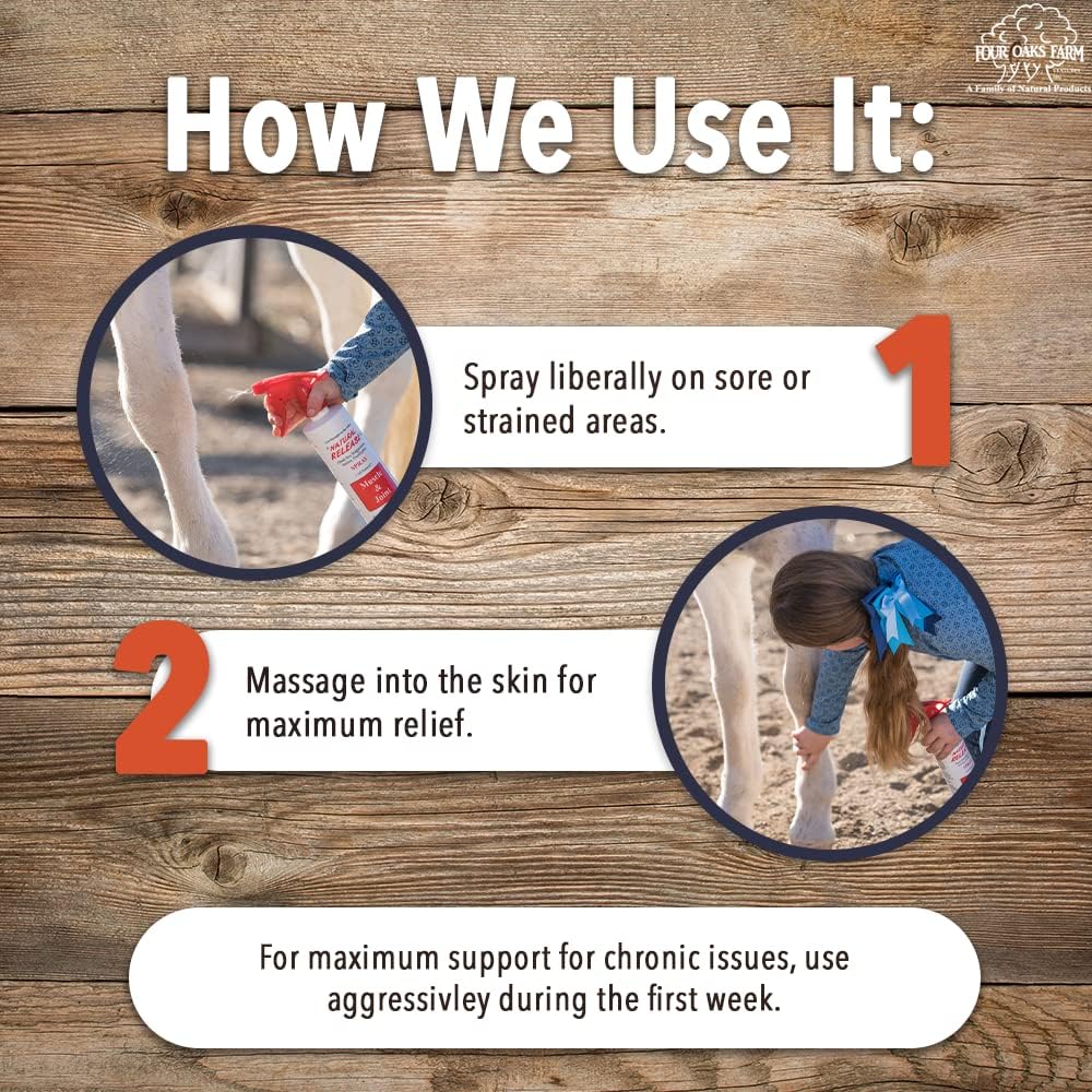 Natural Release Muscle Spray Treatment - Horse Liniment for Sore Muscles, Joint Pain, Tendon & Inflammation Relief - Easy to Use, Fast Acting, Alcohol & Menthol Free (8 oz)