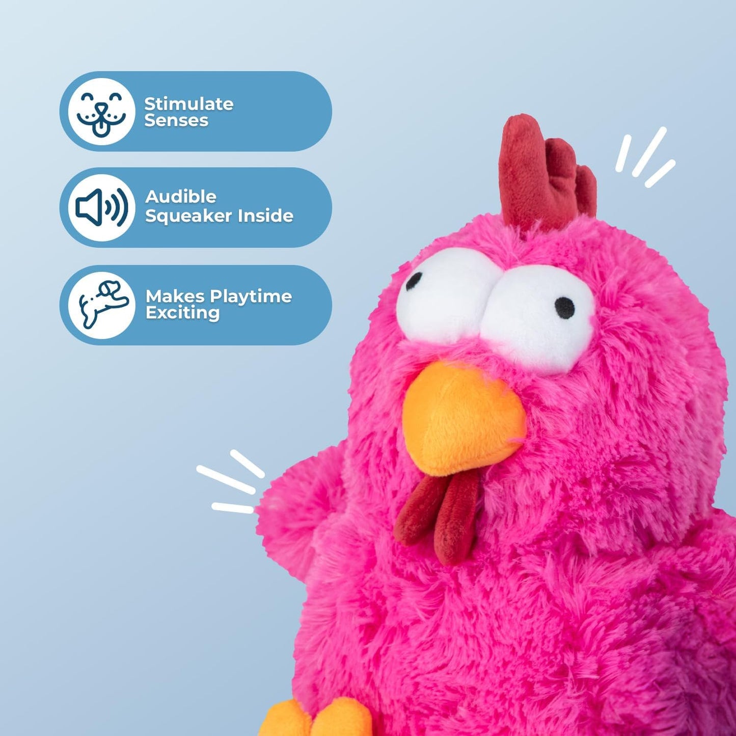 Best Pet Supplies Interactive Squeaky Dog Chew Toy, Ideal Dog Toys for Chewers, Small, Medium & Large Dogs, and Fetch Lovers - Cluck (Fuchsia), Large