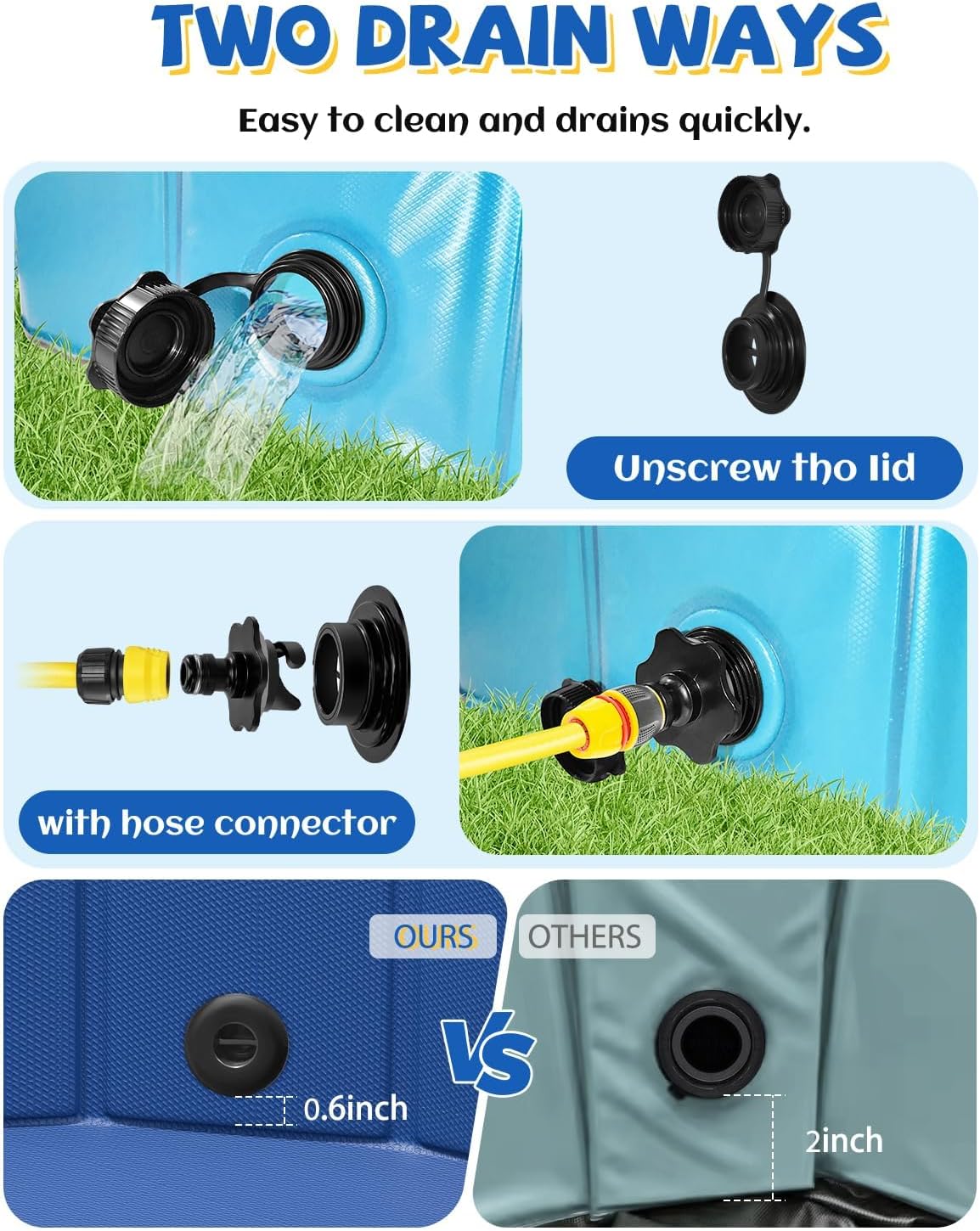 Foldable Dog Pool, YSJILIDE Portable PVC Pet Swimming Pool, Collapsible Plastic Bath for for Large Medium Small Dogs & Kids (XXXL-79"x 16" Blue)