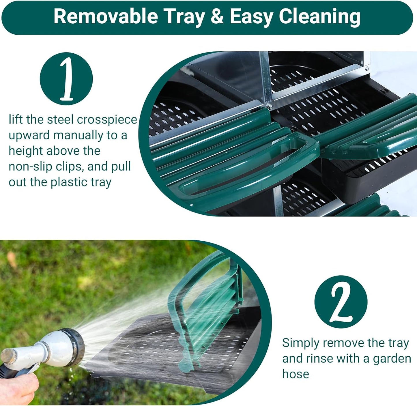 Nesting Boxes for Chickens, Chickens Laying Boxes for Chicken Coop, 10 Compartments Chicken Nesting Boxes, with Removable Tray, Easy Cleaning, for Hens Outdoor Chicken Coop Farm Yard, Green