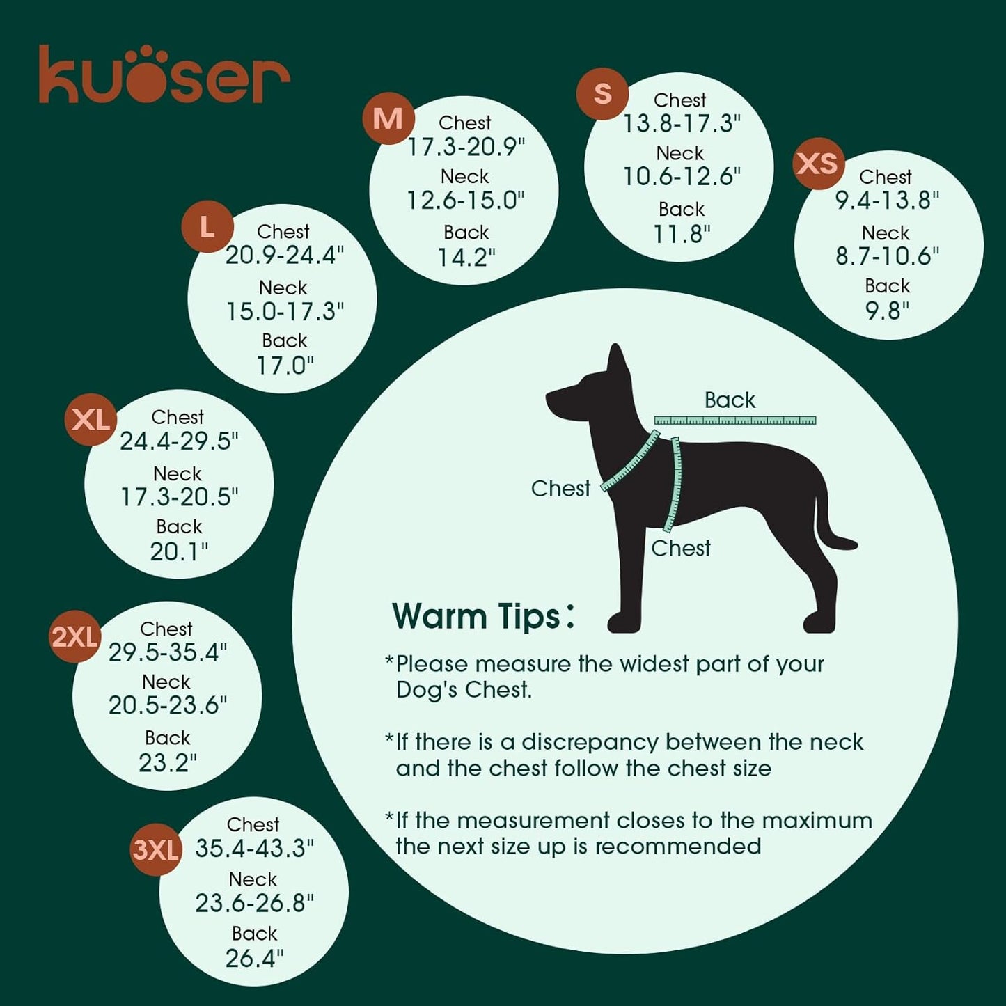 Kuoser Waterproof Dog Coat, Reversible Dog Jacket for Large Dogs, Adjustable Durable Doggie Winter Coat for Groowing Puppies Warm Puppy Cold Weather Apparel, Orange L