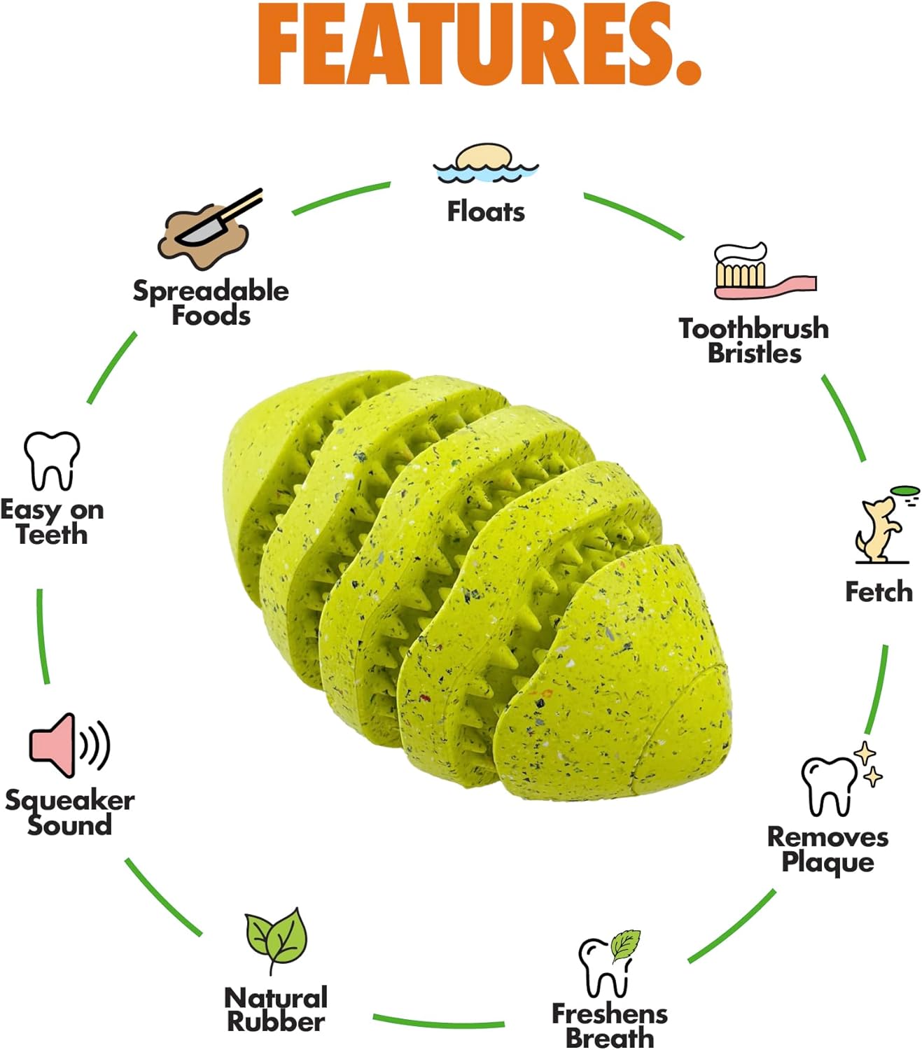 Max Fusion with Nike Grind, Arlee Spiro Football Treat Dispensing Dog Toy, Durable Dog Treat Toy, XL