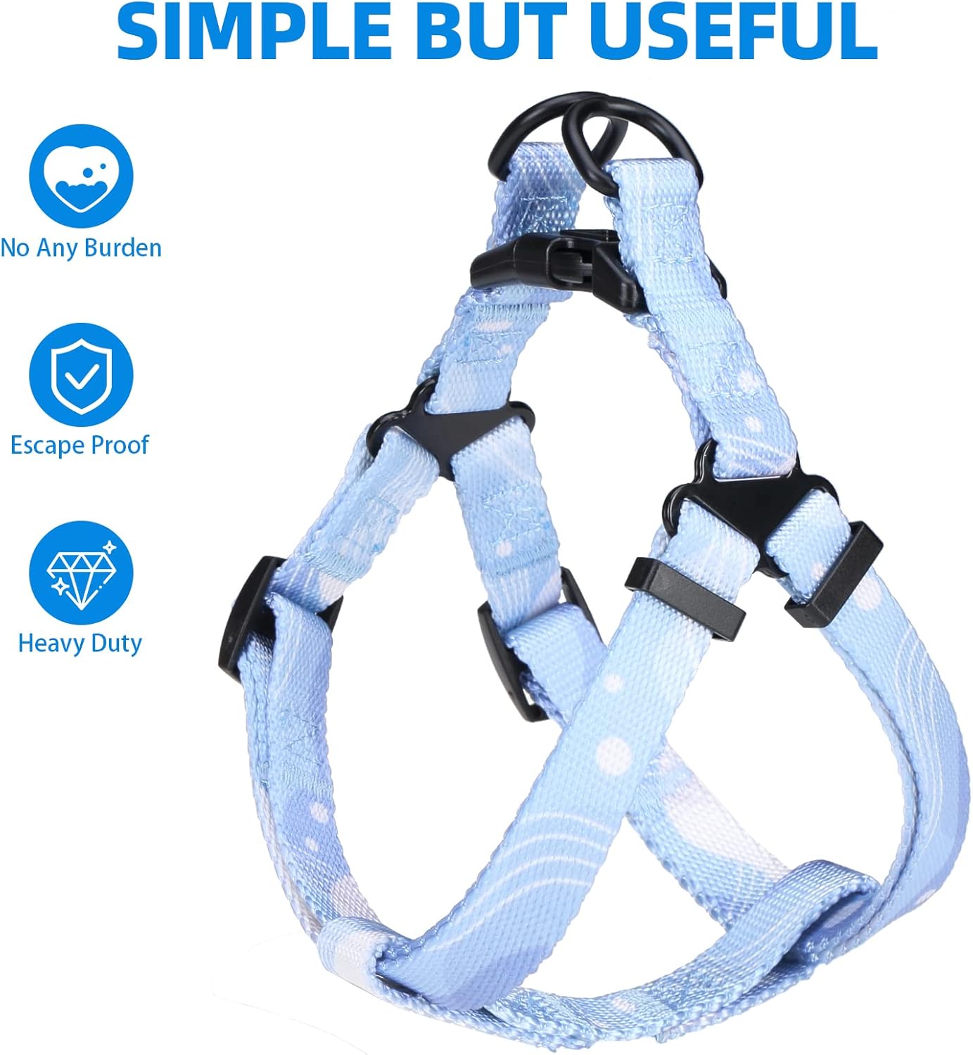 PUPTECK No Pull Dog Harness Soft Adjustable Basic Nylon Step in Puppy Vest Outdoor Walking with Leash Medium