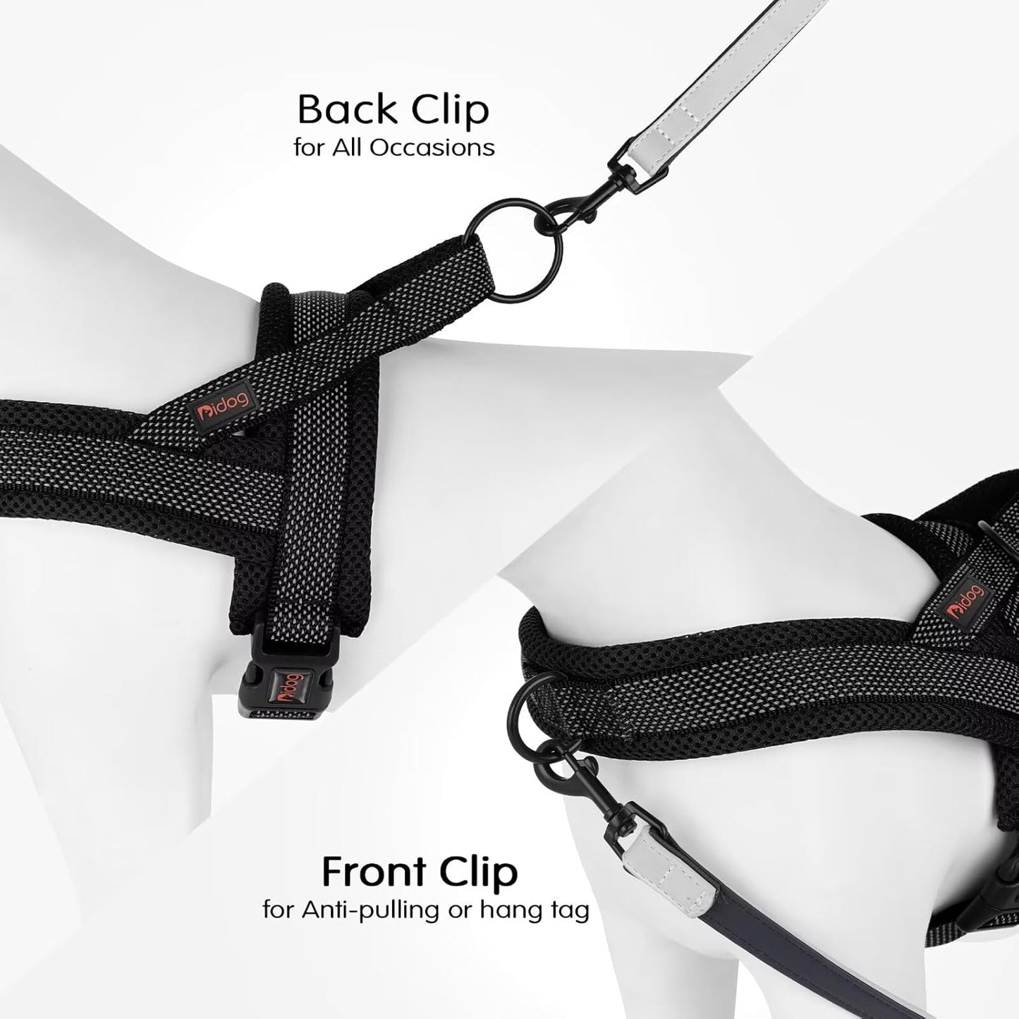 Didog No Pull Dog Harness with Breathable Mesh Padded, Full Reflective & Quick Fit Adjustable Vest Harness, Easy for Training Walking for Small & Medium and Large Dogs (Black, L:Chest 26-32")