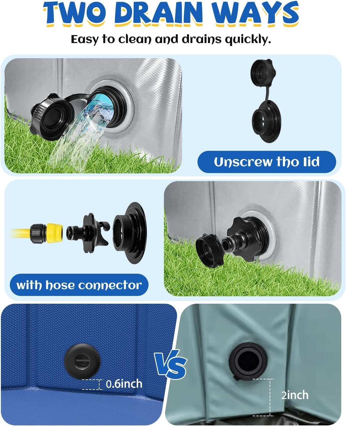 YSJILIDE Portable Dog Pool PVC Pet Swimming Bathtub Collapsible Hard Plastic Pool for Pets to Swim and Bath (XL-63"x 12"Dark Grey)