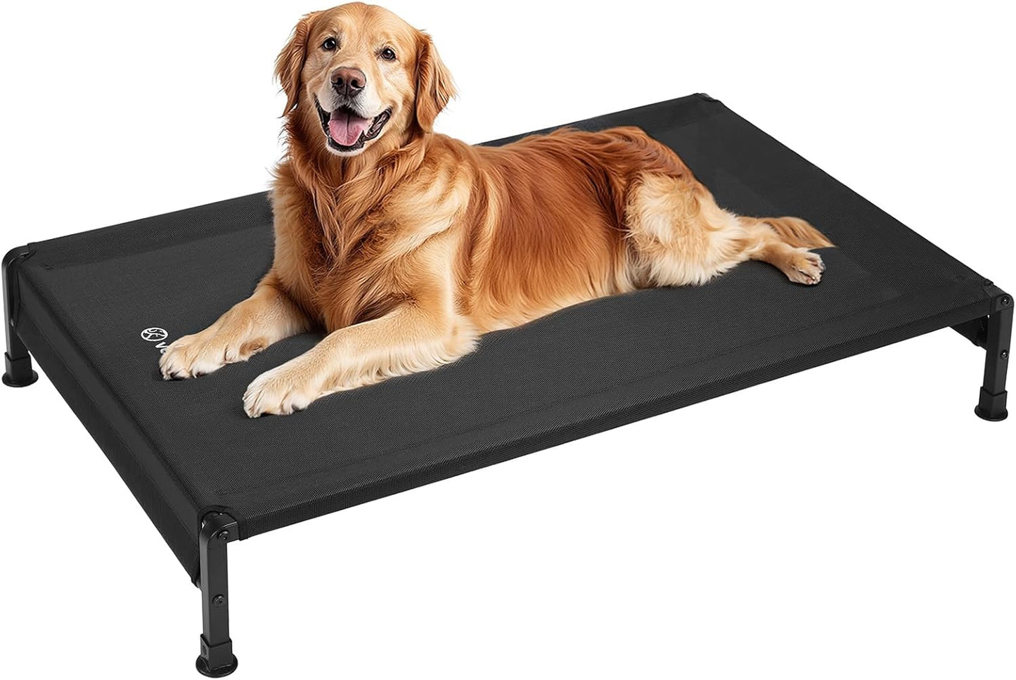 Veehoo Cooling Outdoor Dog Bed, Heavy Duty Elevated Pet Bed with Washable & Breathable Teslin Mesh, Non-Slip Silicon Feet, Dog Cot Bed with Support Hem, 47" x 29", Black, CWC2433