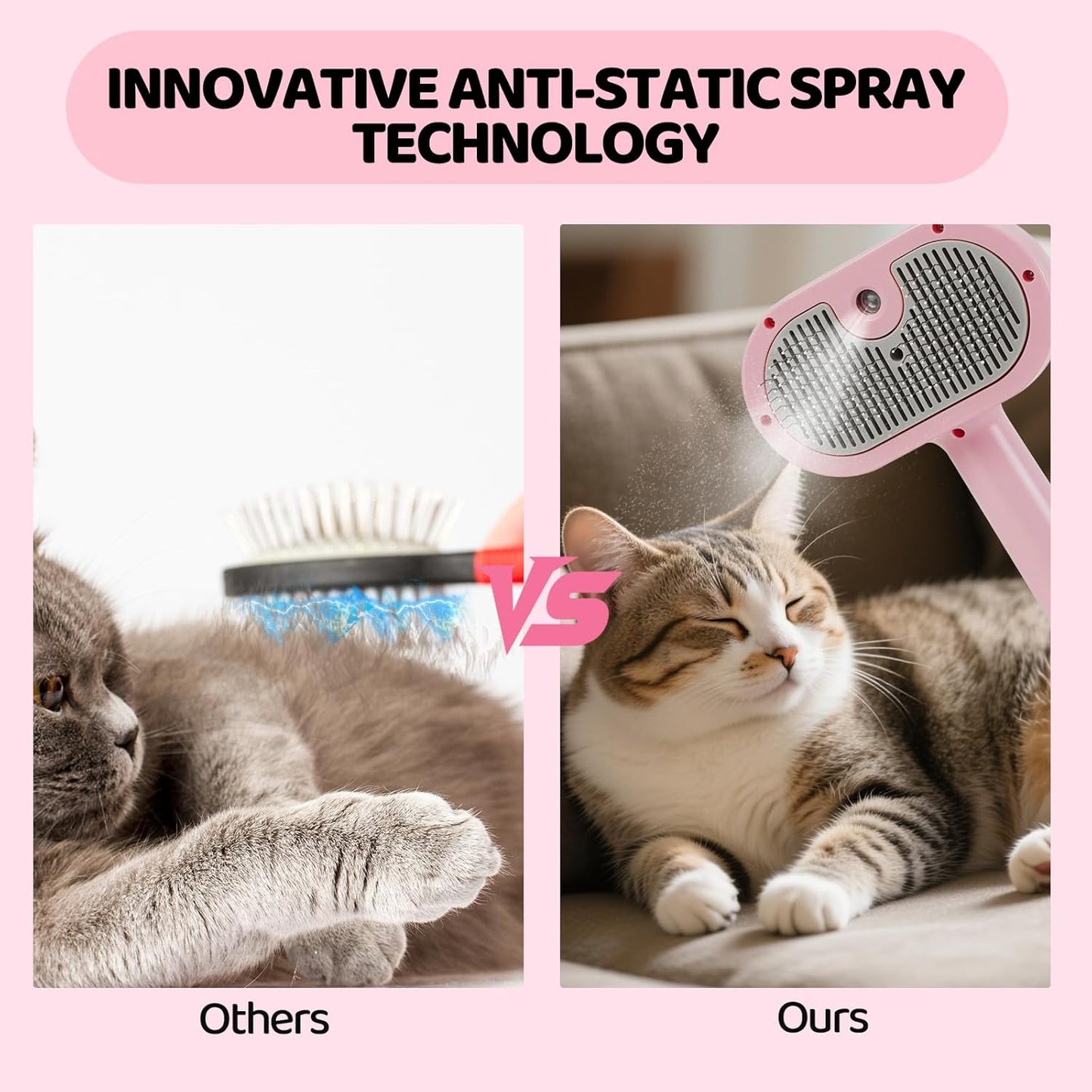 Cat Steam Brush-3 in 1 Pet Brush,Dog Shedding Tool Self Cleaning Pet Spray Depilation Comb with Release Button,Dog Steam Brushs,Cat Grooming Supplies for Long Short Haireds