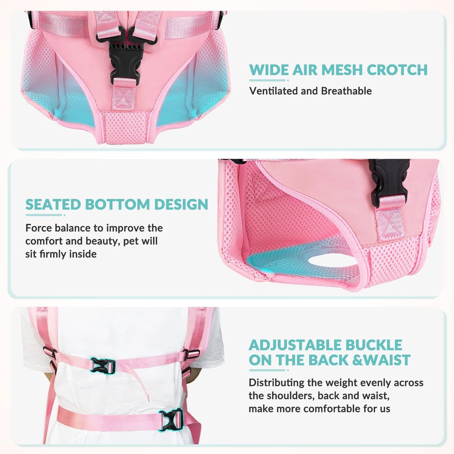 Lukovee Dog Backpack Carrier, Legs Out Easy-fit Dog Front Carrier for Small Medium Dogs, Adjustable Hands Free Dog Chest Carrier for Hiking Cycling (PI,L)