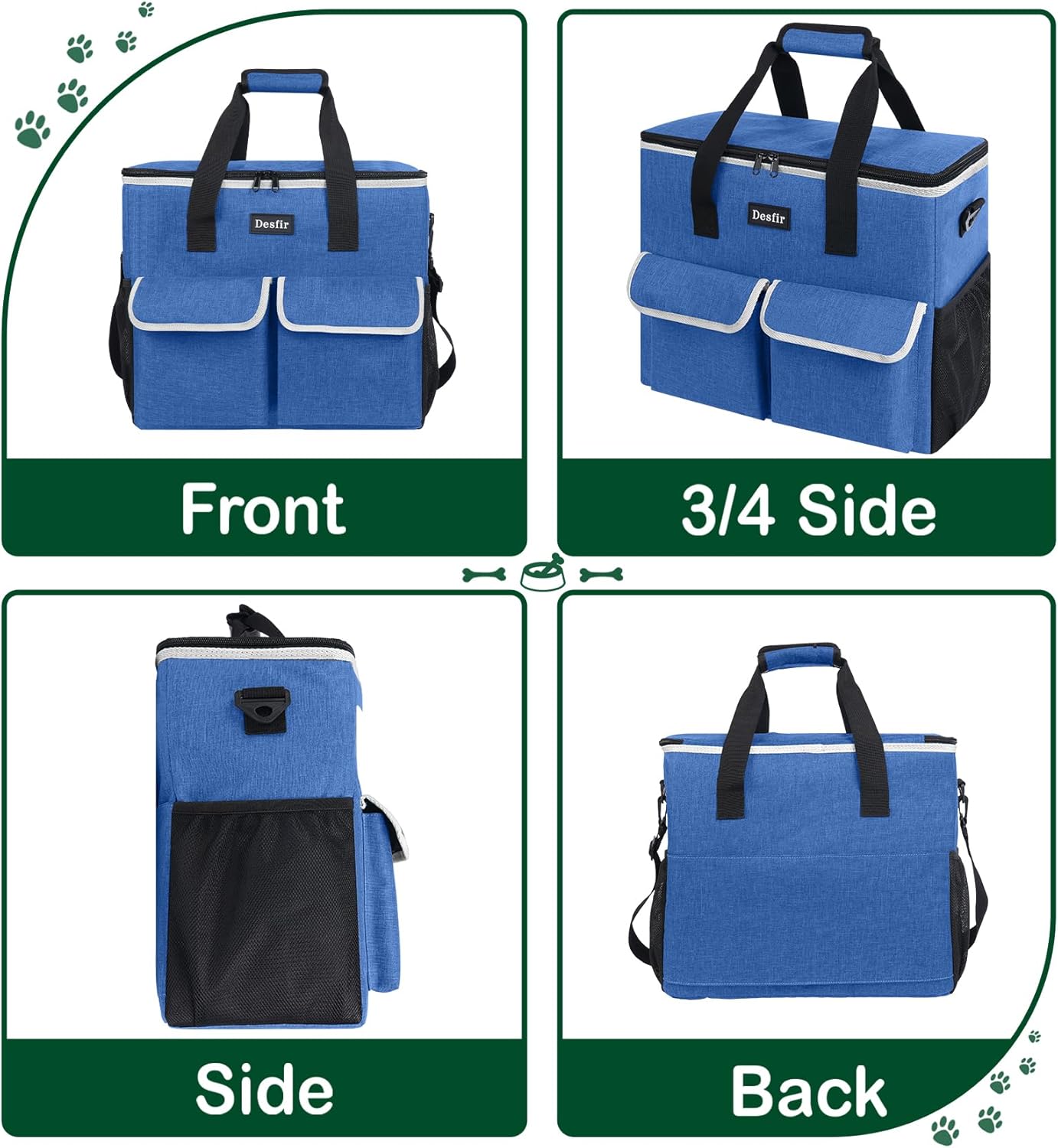 Large Pet Travel Bag Organizer - Dog & Cat Tote with Food Containers, Bowls, Feeding Mat, Perfect for Camping, Hiking (Multi-Pocket Design)