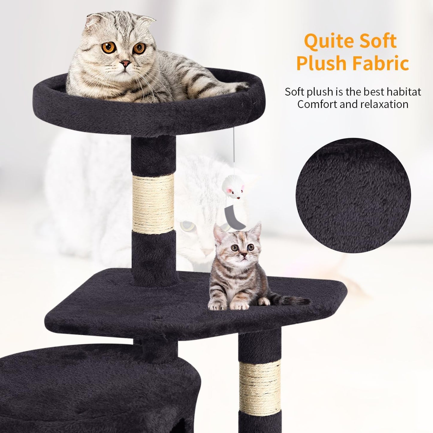 BestPet Cat Tree 36 inch Tall Scratching Toy Activity Centre Cat Tower Cat Condo Multi-Level Furniture Scratching Posts for Indoor Cats,Dark Gray