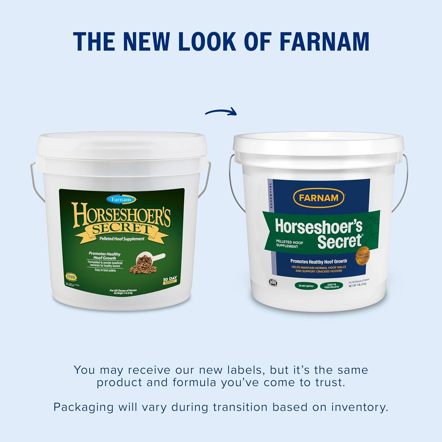 Farnam Horseshoer's Secret Pelleted Hoof Supplement for horses promotes healthy hoof growth, 11lb., 30 day supply