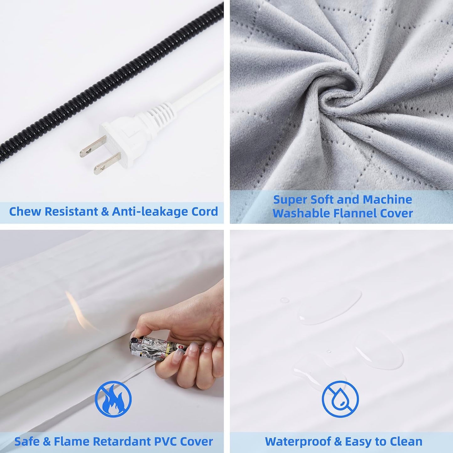 pettycare Pet Heating Pad for Dog Cat, Electric Heating with Steel-Wrapped Cord, 25-level Timer & 11-level Temperature Indoor Warming Pads Easy Clean for Puppy Cat Dog XL 28x18inch