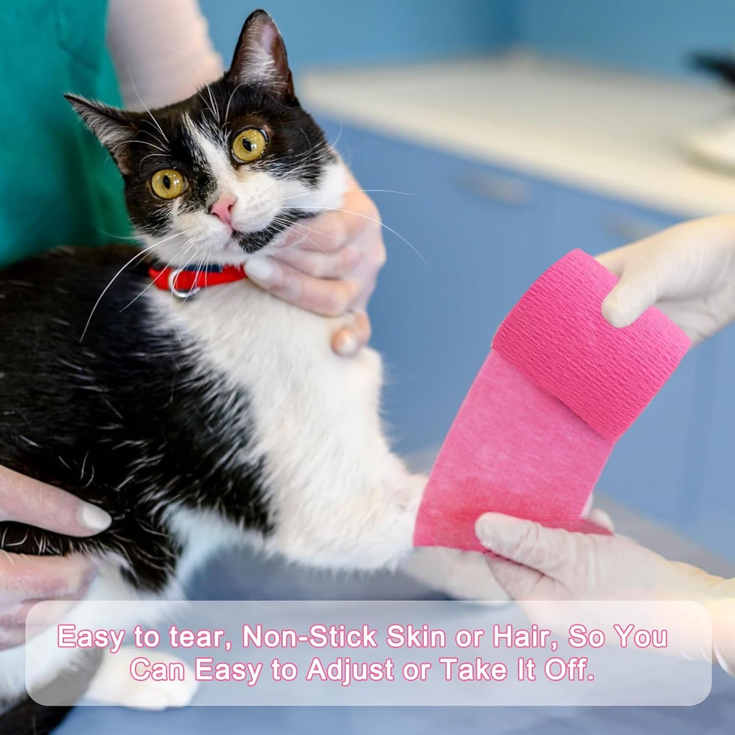 24 Pack Pink Self Adhesive Bandage Wrap, 2” x 5 Yards Cohesive Vet Wrap Elastic Athletic Tape Grip Tape Sports Tape for Ankle, Wrist Sprains, Medical, Pet First Aid (Pink, 2 Inch)