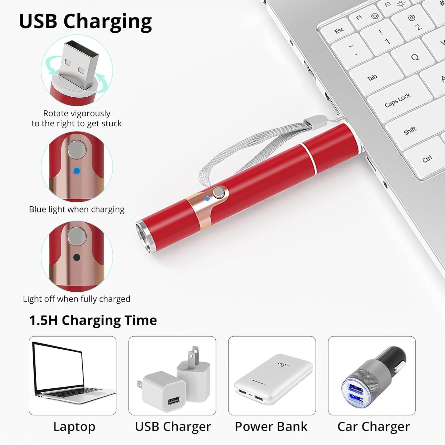 TBTeek Cat Toys for Indoor Cats, 2 Pieces, Rechargeable, 7 Adjustable Patterns, Interactive Kitten Pet Dog Chase Toy for Cats Fun Playing Exercise（Red）