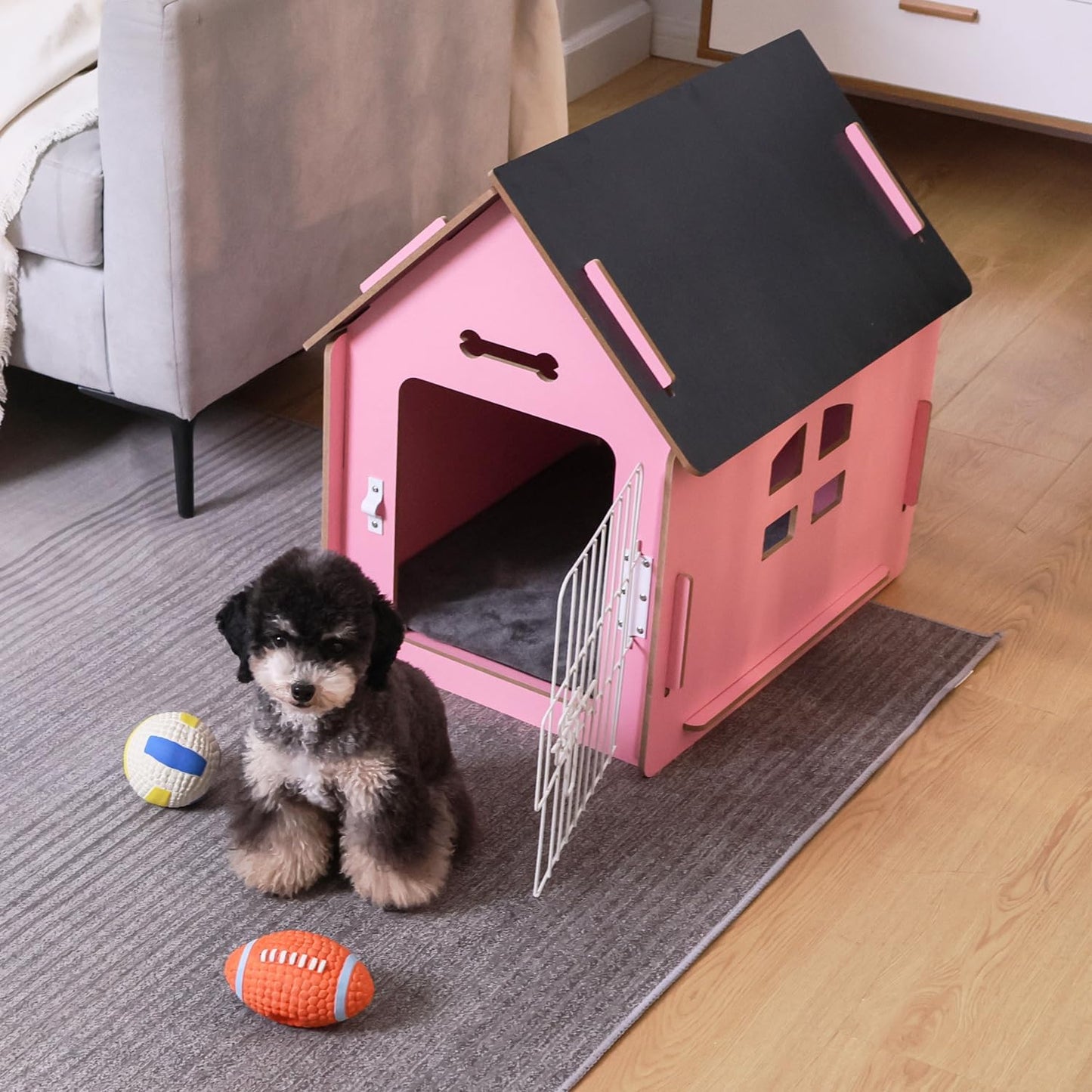 Dog House Indoor for Small Dogs or Cats, Cozy Wooden Design, Small Indoor Bed House, with Air Vents and Elevated Floor Warm Dog Cave