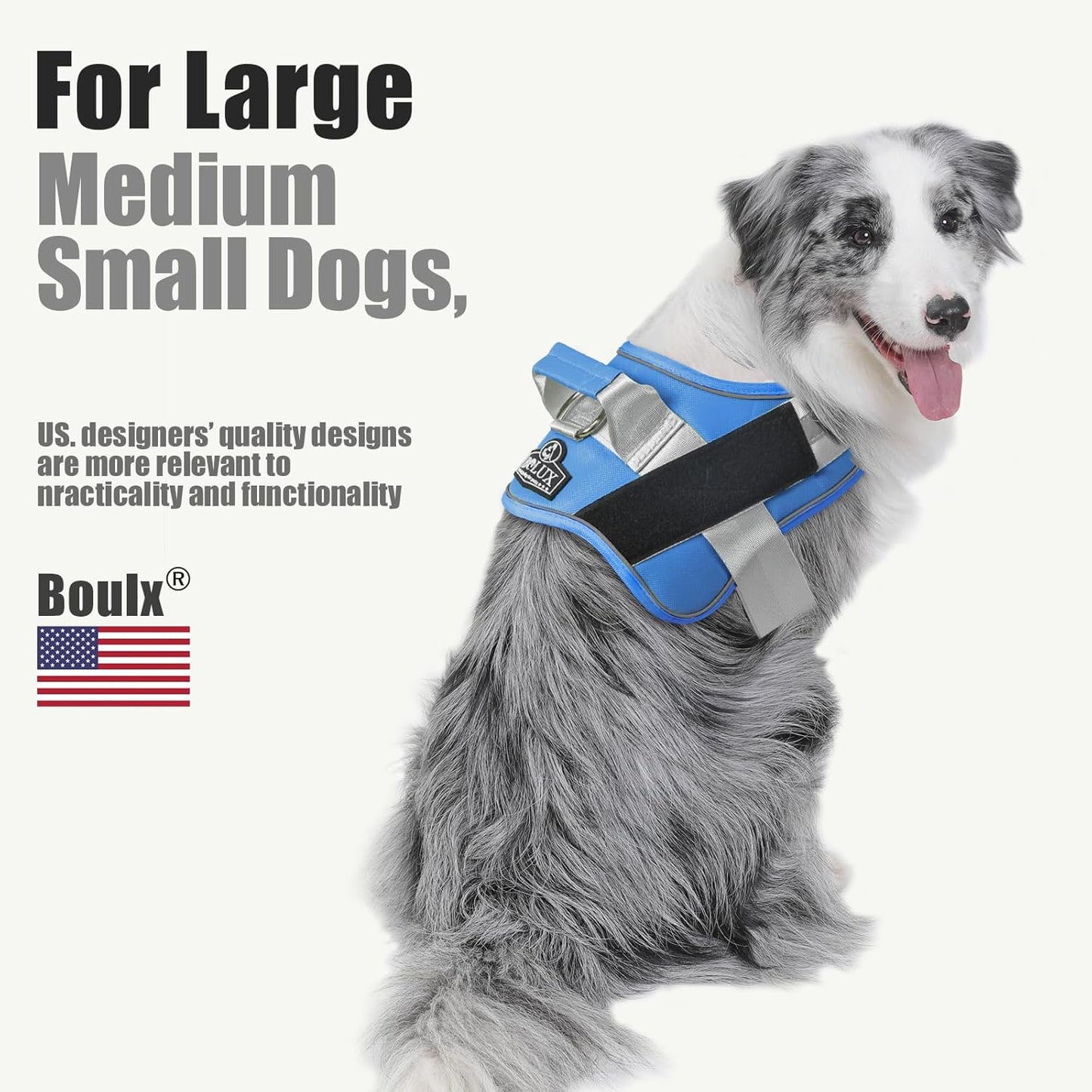 Bolux Dog Harness, No-Pull Reflective Dog Vest, Breathable Adjustable Pet Harness with Handle for Outdoor Walking - No More Pulling, Tugging or Choking