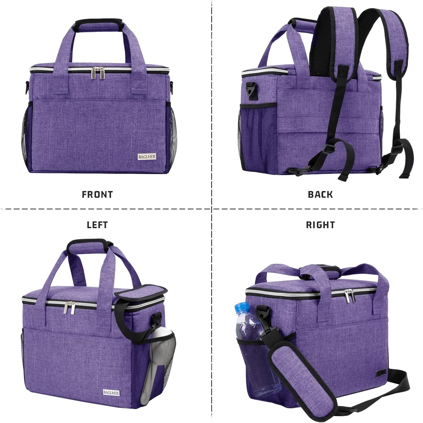 BAGLHER Dog Travel Bag Backpack Pet Supplies Backpack 5-Piece Set with Shoulder Strap 2 Lined Pet Food Containers 4 Foldable Feeding Bowls Essential Kit for Pet Travel