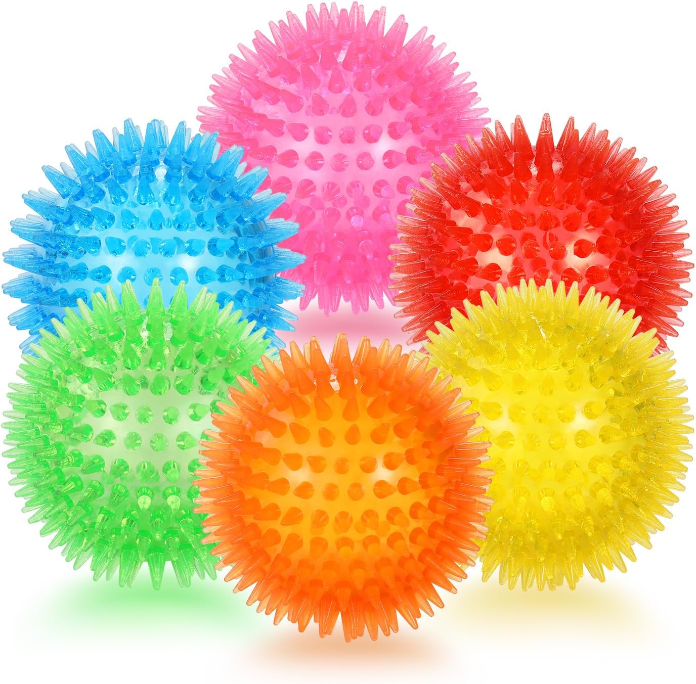 petizer 6 Pack 3.5” Squeaky Dog Toy Balls, Floating Pool Balls, Spiky Dog Balls, Durable Interactive Fetch Toys for Puppy, Dog Chew Toys for Teething (3.5", Medium/Large)