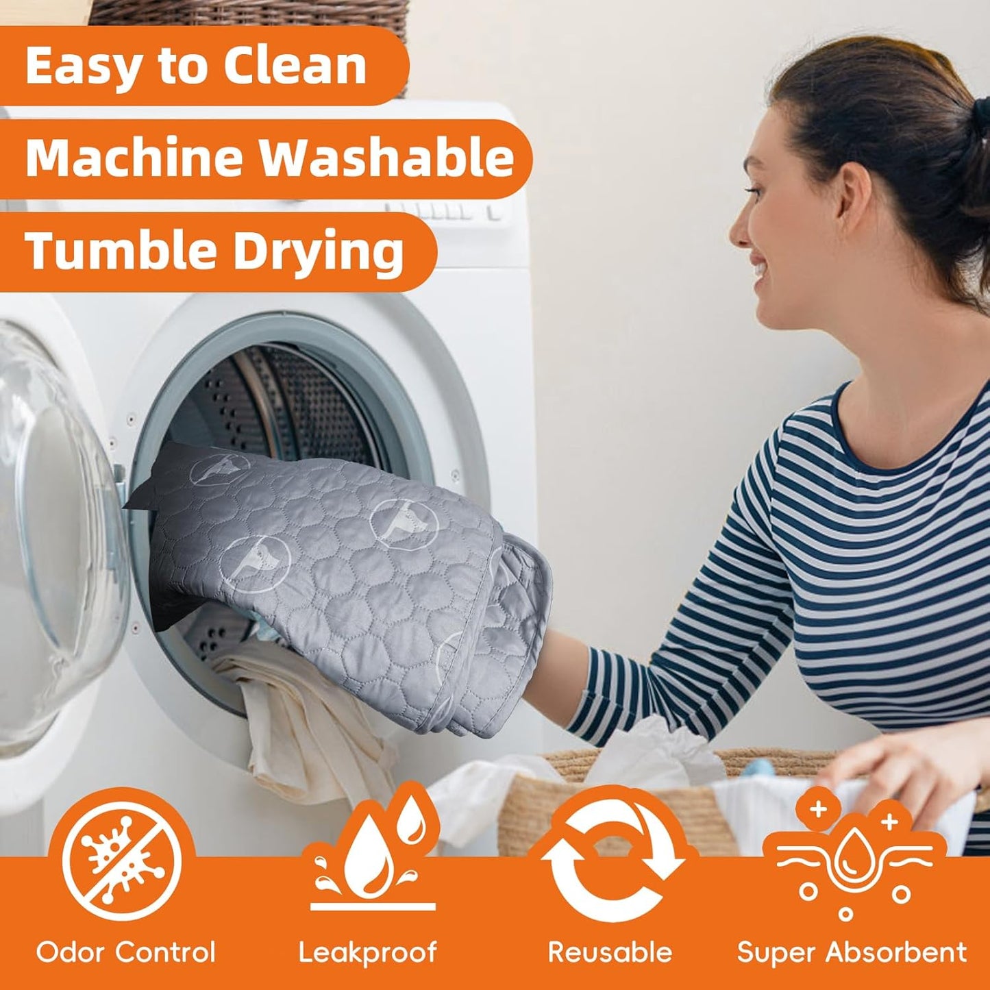 PJYuCien Washable Pee Pads for Dogs 2 Pack, 67" x 26" Octagonal Reusable Pee Pads for Dogs, Leak-Proof Pet Training Pads, Puppy Pads for Non-Slip, Designed for 24/30/36/42'' Width 8 Panels Pen