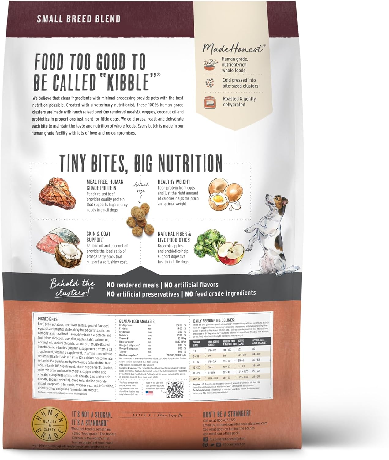 The Honest Kitchen Whole Food Clusters Small Breed Grain Free Beef Dry Dog Food, 10 lb Bag