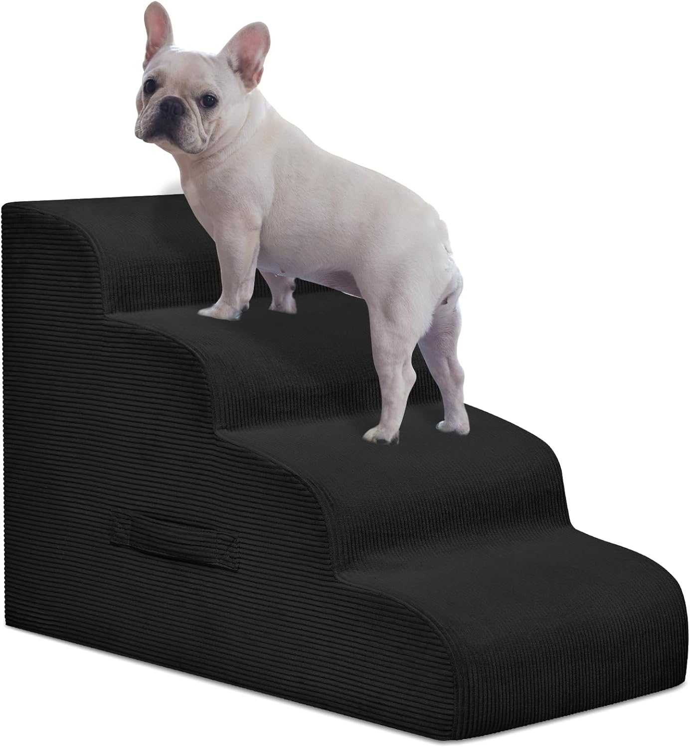 Dog Steps for Small Dogs, 4-Step Pet Ramp Stairs for High Beds and Sofa, Non-Slip Pet Stairs for Small Dogs and Cats, Removable and Easy to Clean Cover, Black