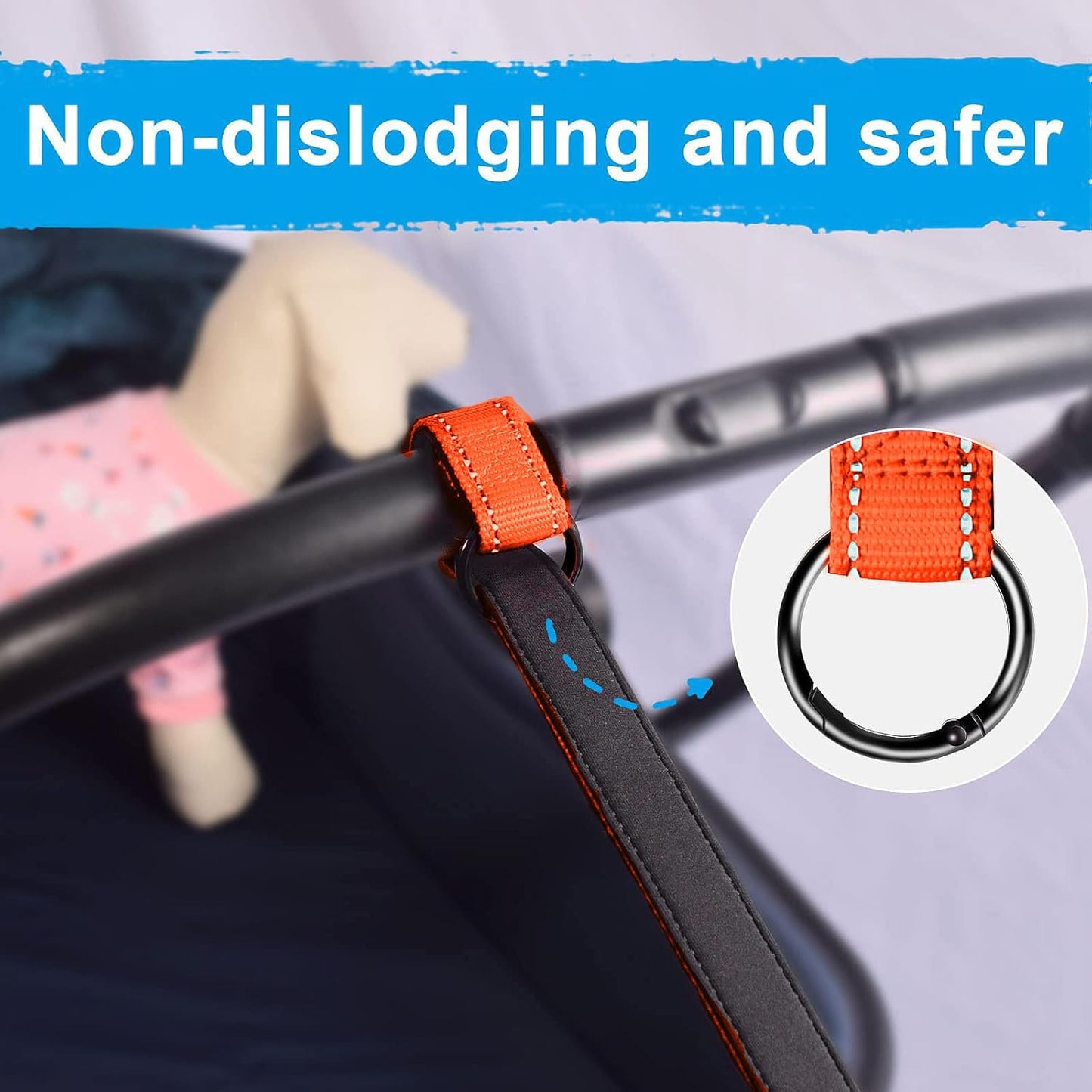 PetBonus Short Dog Leash, Safety Wrist Strap for Retractable Dog Leash, Reflective Design and Adjustable Soft Padded Handle, Extra Layer Security for Pet Stroller (Orange)