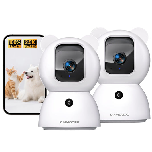 2.5K Indoor Camera 2pack, AI Person/Pet/Cry Detection, 4MP Pet/Dog/Cat/Baby Camera w/Phone App, Pan Tilt 2.4GHz WiFi Cameras for Home Security, Night Vision, Full Duplex 2-Way Audio